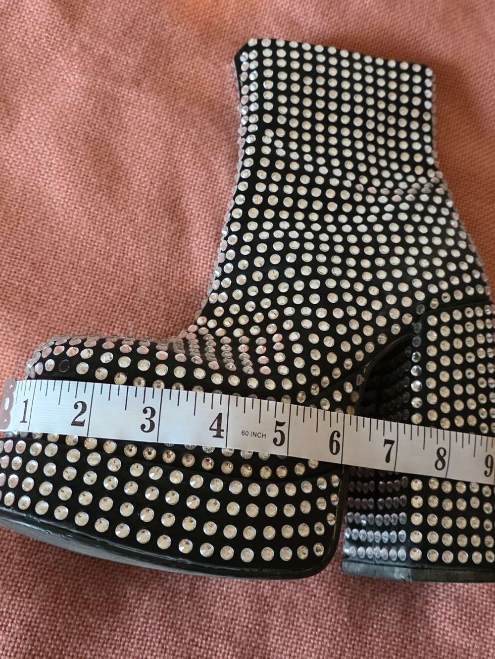 STEVE MADDEN Women's Black Rhinestone Platform Boots Sz 5.5 M Needs Some Repair - Picture 12 of 16